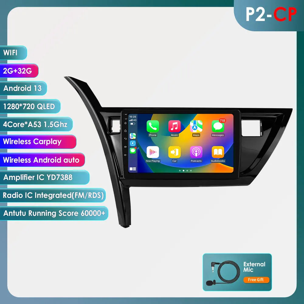 Toyota Auris Corolla 2013-2016 9" Android 14 Carplay Android auto wireless wifi bt gps 4g AUTMRSRTD