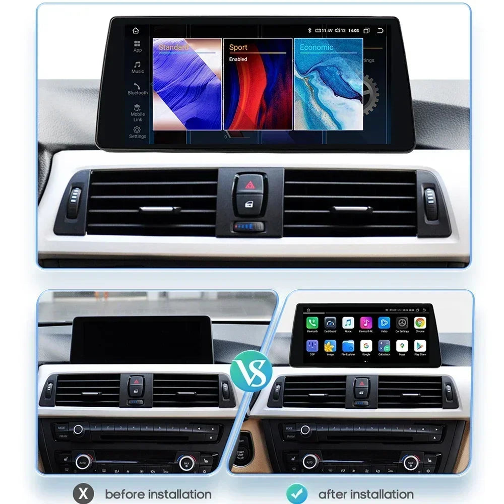 BMW 3 BMW 4 Series F30 F31 NBT 10,25" Android 14 Carplay Android auto wireless wifi bt gps 4g AUTMYBR6