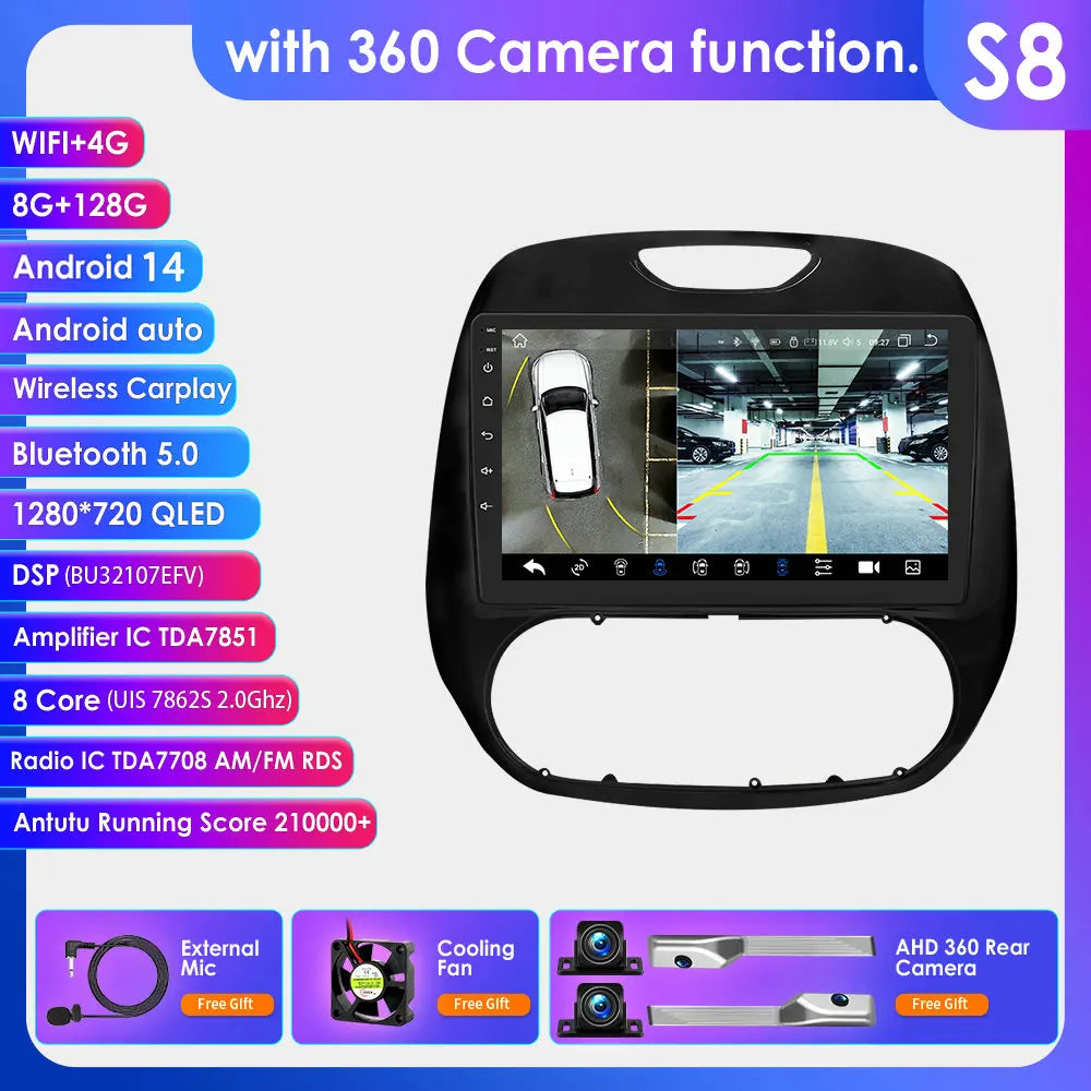 Renault Kaptur Captur 2016-2019 9" Android 14 Carplay Android auto wireless wifi bt gps 4g AUTMG9L6