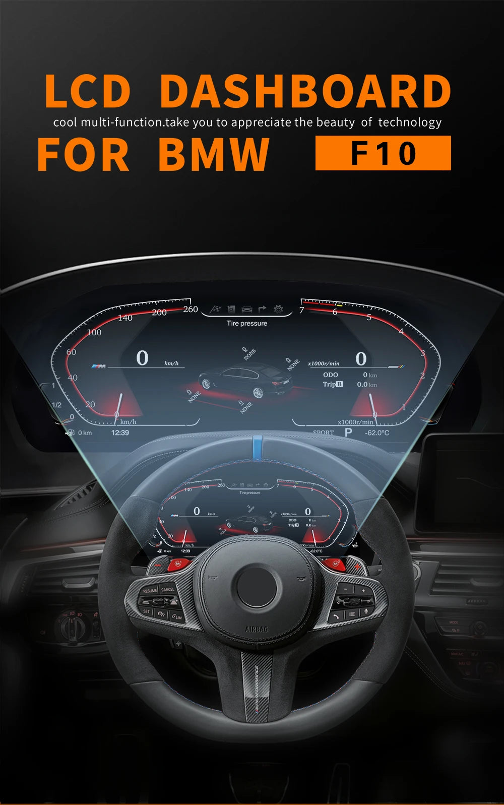 BMW F01 F02 F03 F04 F06 F07 2009-2015 Quadrante digitale lcd linux AUTMBMW0104