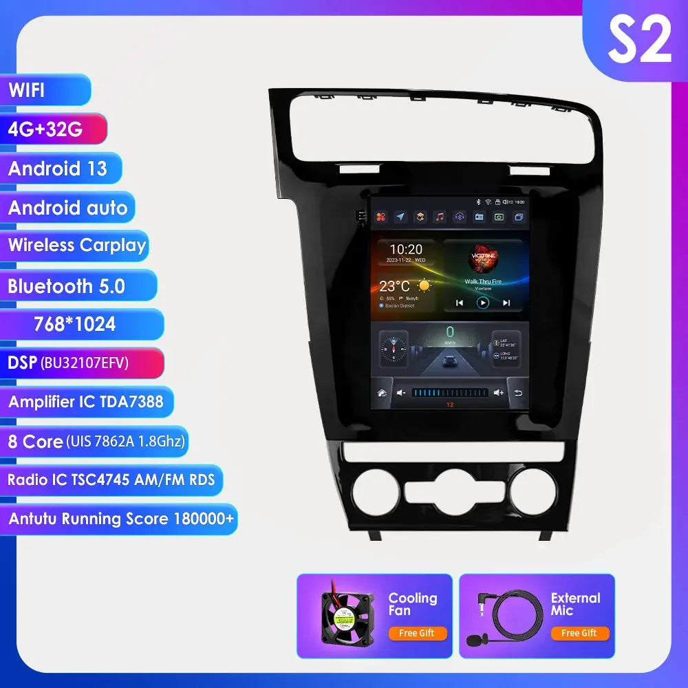Volkswagen Golf 7 2014 -2018 9,7" Android 14 Carplay Android auto wireless wifi bt gps 4g AUTM7VKQ