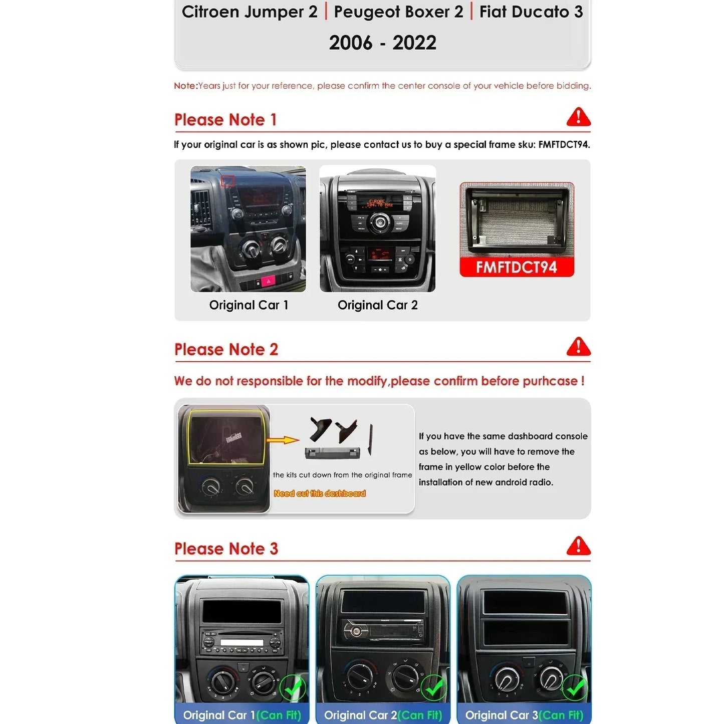 Fiat Ducato Peugeot Boxer Citroen Jumper 2 2006-2022 9" Android 14 Carplay Android auto wireless wifi bt gps 4g AUTM7UCV