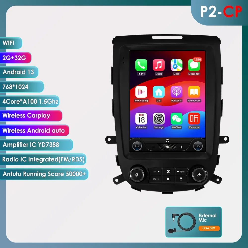 Hyundai Santa Fe 2 2006-2012 9,7" Android 14 Carplay Android auto wireless wifi bt gps 4g AUTM19VI