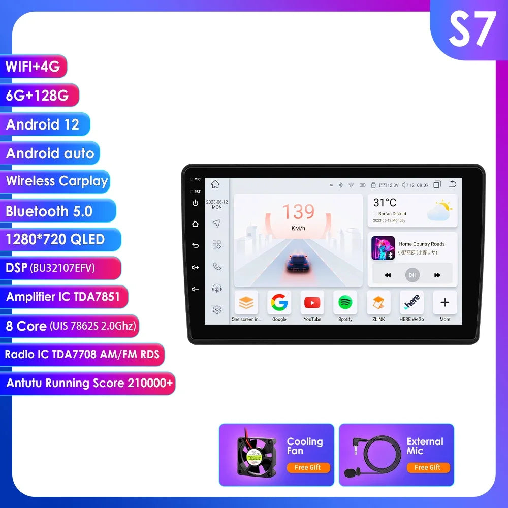Fiat Ducato Peugeot Boxer Citroen Jumper 2 2006-2022 9" Android 14 Carplay Android auto wireless wifi bt gps 4g AUTM7UCV