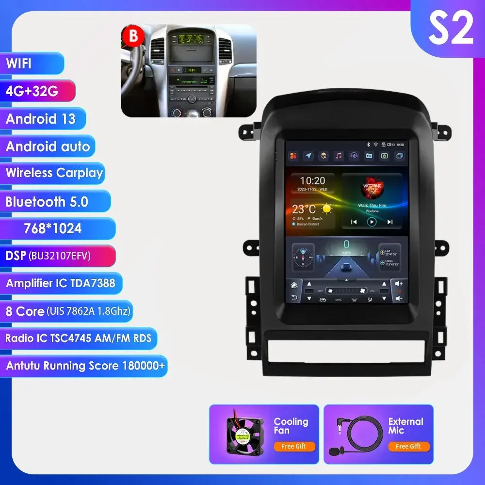 Chevrolet Captiva Sport 2006 - 2012 9,7" Android 14 Carplay Android auto wireless wifi bt gps 4g AUTMYZWN