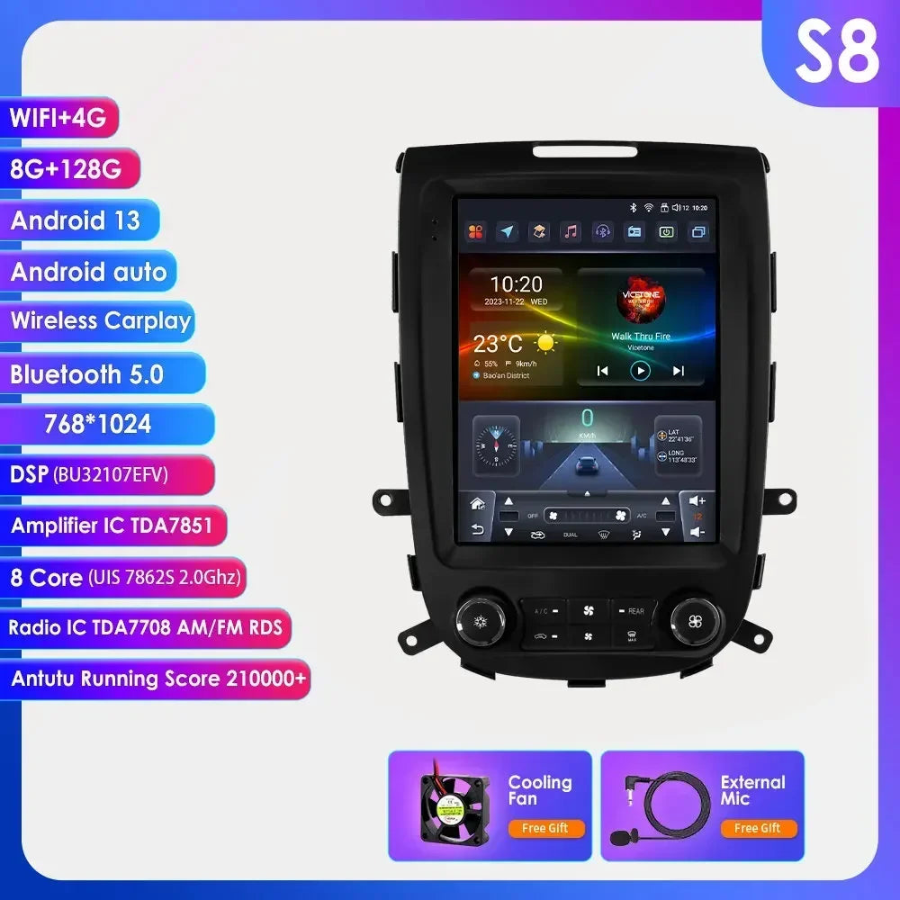 Hyundai Santa Fe 2 2006-2012 9,7" Android 14 Carplay Android auto wireless wifi bt gps 4g AUTM19VI