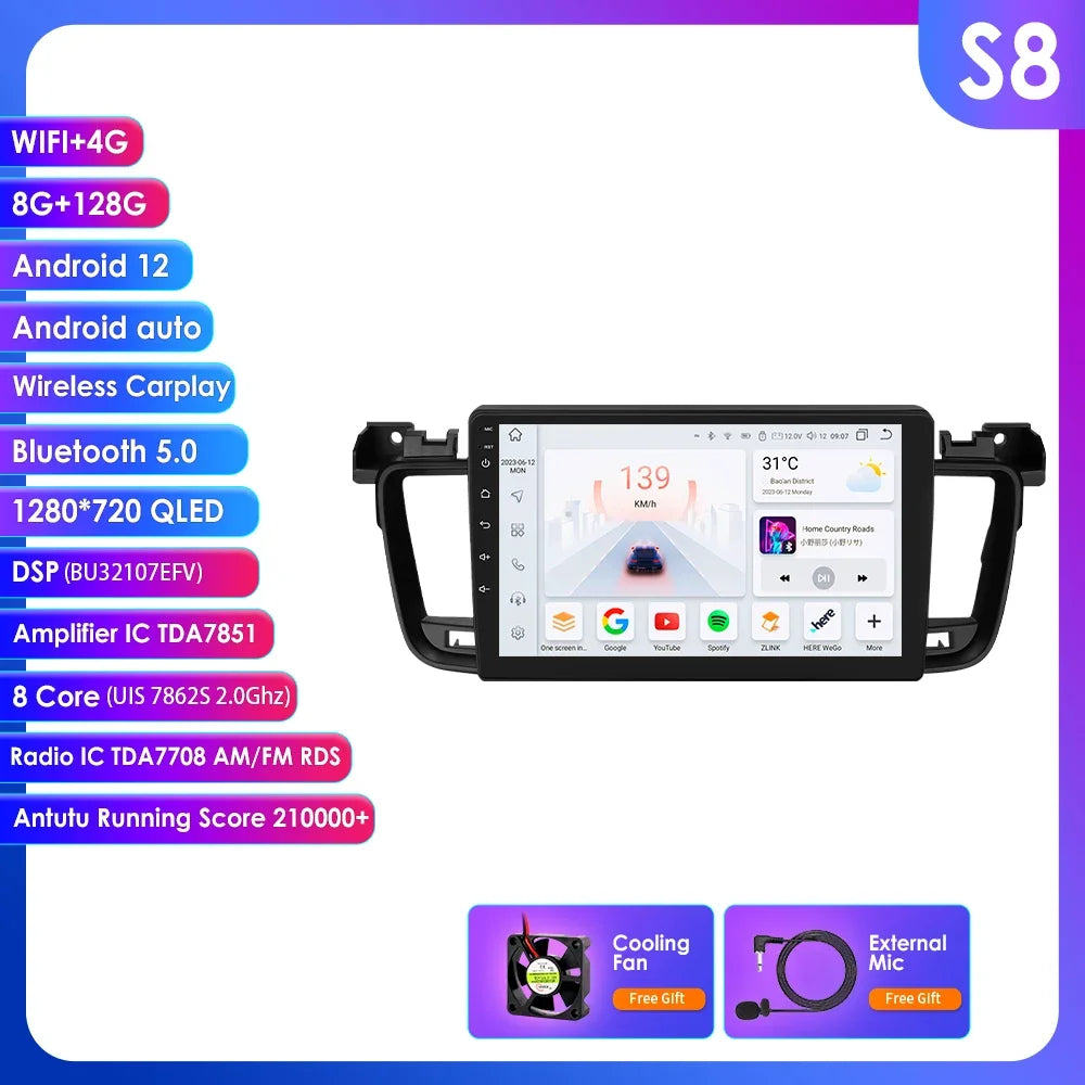 Peugeot 508 508SW 2011-2018 9" / 10,33" Android 14 Carplay Android auto wireless wifi bt gps 4g AUTM8VXQ