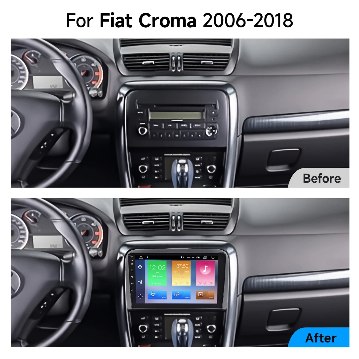 Fiat Croma 2006-2018 " Android 14 Carplay Android auto wireless wifi bt gps 4g AUTMKPU1