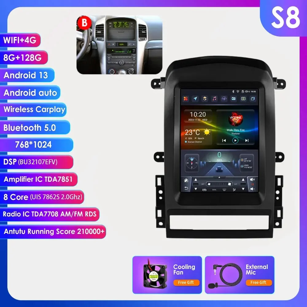 Chevrolet Captiva Sport 2006 - 2012 9,7" Android 14 Carplay Android auto wireless wifi bt gps 4g AUTMYZWN