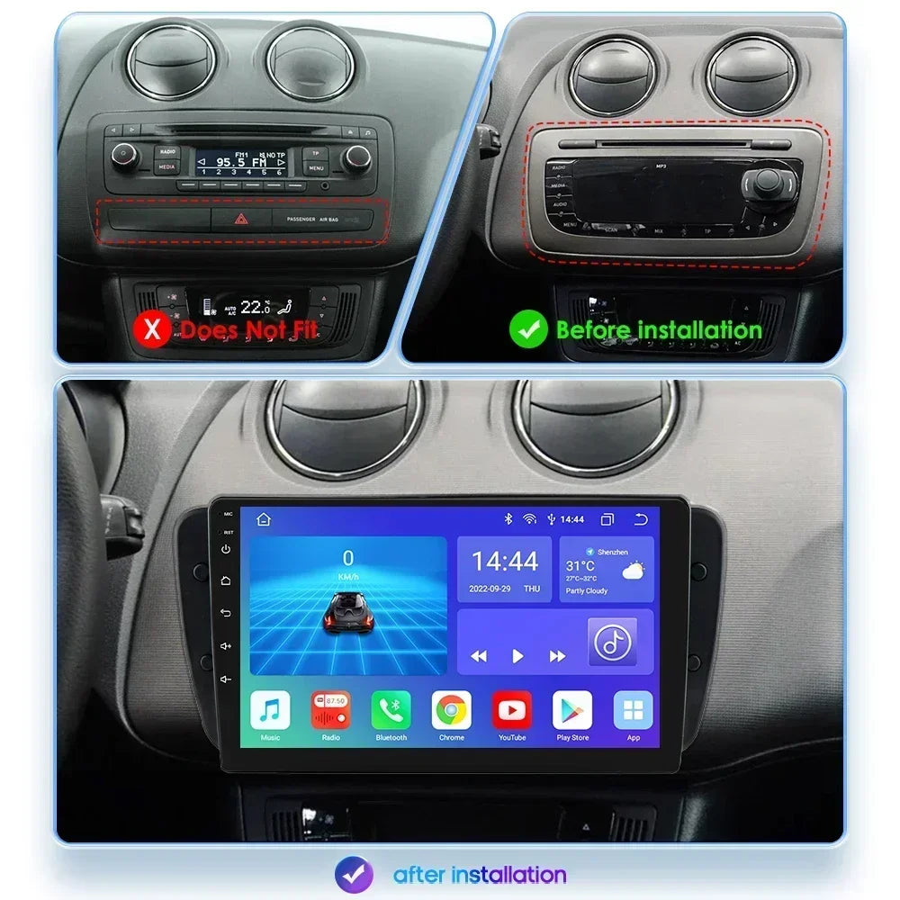 Seat Ibiza 6j 2009 - 2013 9" Android 14 Carplay Android auto wireless wifi bt gps 4g AUTMZM57