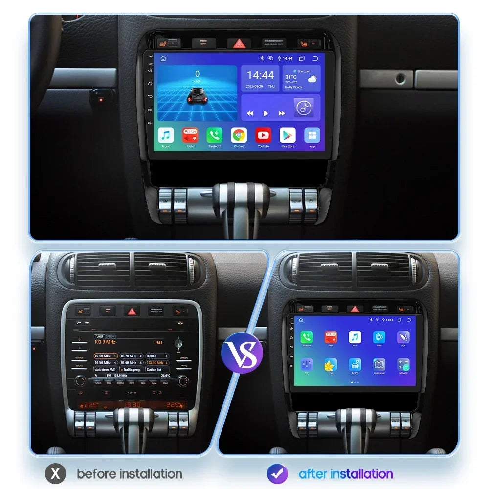 Porsche Cayenne 2002 - 2010 9" Android 14 Carplay Android auto wireless wifi bt gps 4g AUTM29SA