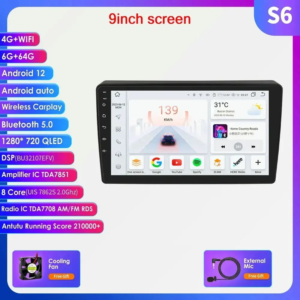 Citroen Berlingo 2 B9 / Peugeot Partner 2008-2019 9" Android 14 Carplay Android auto wireless wifi bt gps 4g AUTM8CQ4