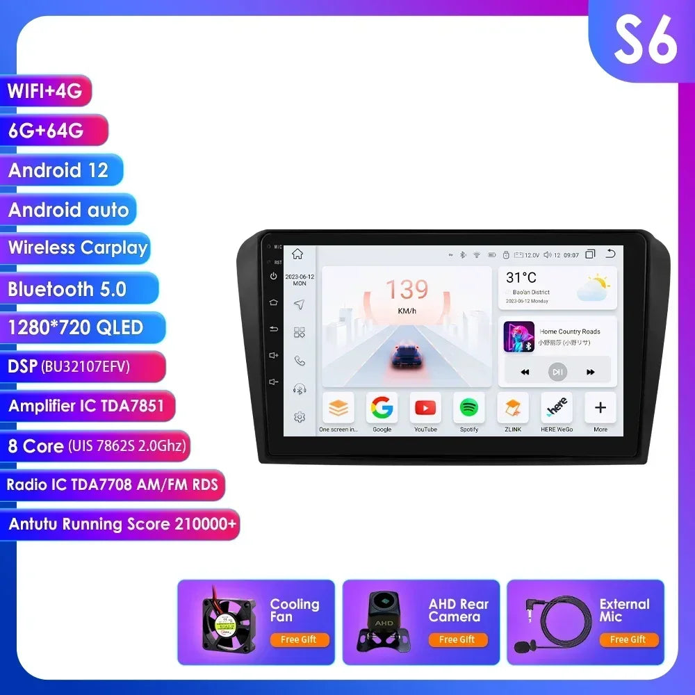 Mazda 3 2004-2009 9" / 10,33" Android 14 Carplay Android auto wireless wifi bt gps 4g AUTMZAMD3