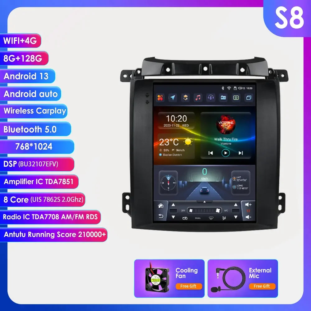 Kia Sorento BL 2002-2006 9,7" Android 14 Carplay Android auto wireless wifi bt gps 4g AUTMUUSA