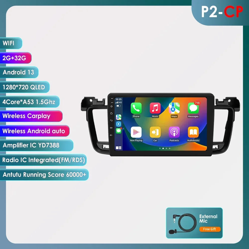 Peugeot 508 508SW 2011-2018 9" / 10,33" Android 14 Carplay Android auto wireless wifi bt gps 4g AUTM8VXQ