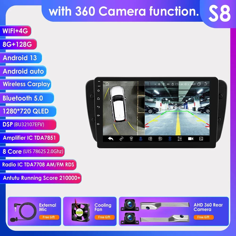 Seat Ibiza 6j 2009 - 2013 9" Android 14 Carplay Android auto wireless wifi bt gps 4g AUTMZM57