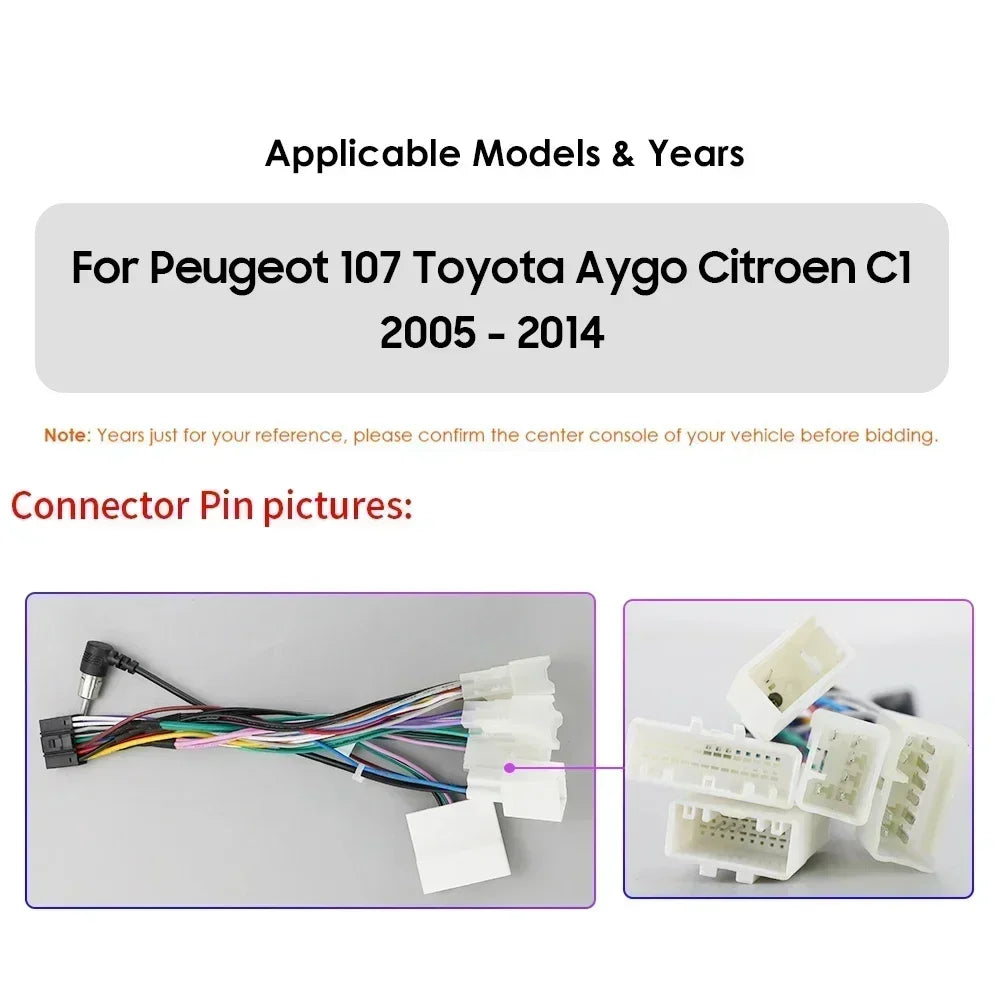 Peugeot 107 Toyota Aygo Citroen C1 9" Android 14 Carplay Android auto wireless wifi bt gps 4g AUTMH3FI