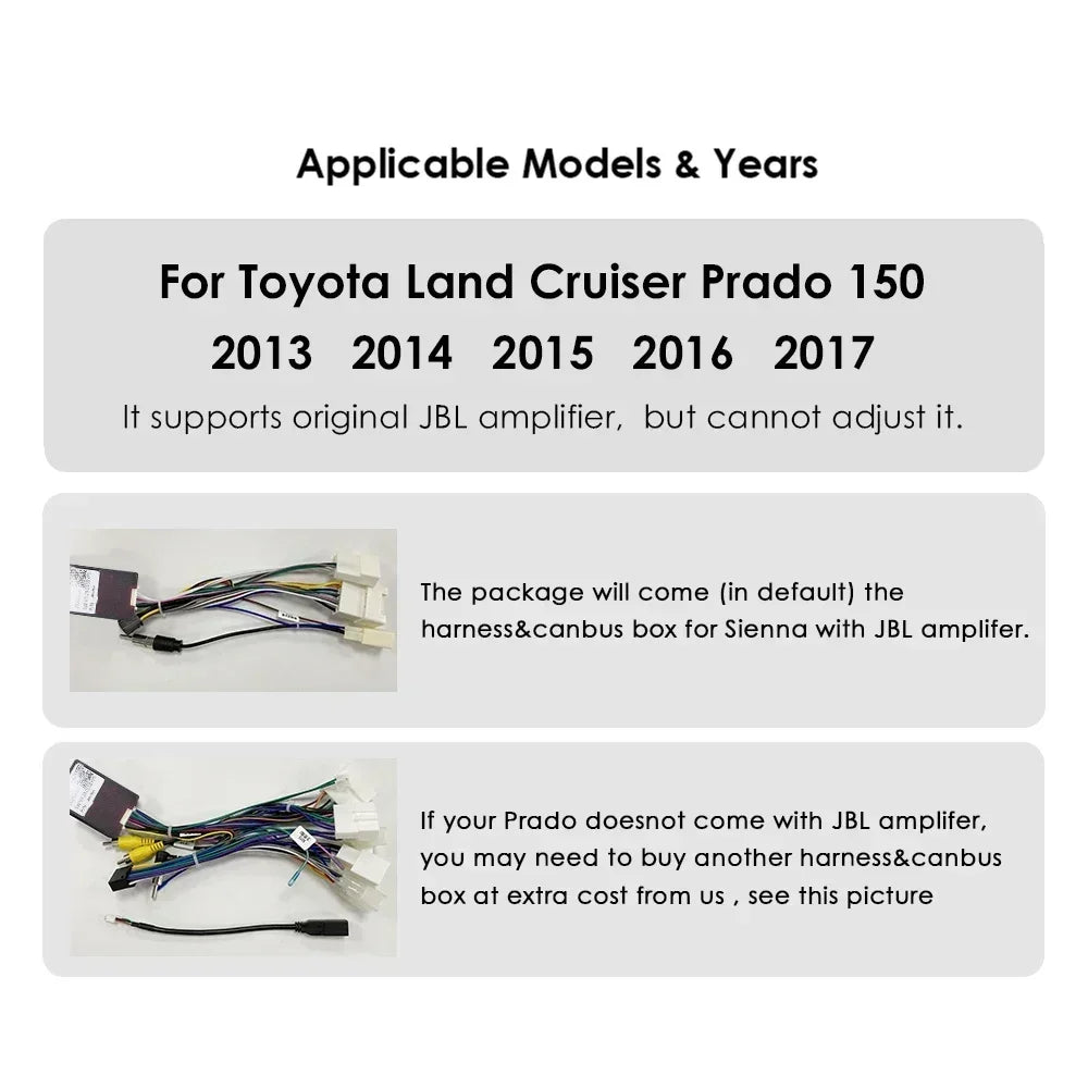 Toyota Land Cruiser Prado 150 2013 - 2017 9" Android 14 Carplay Android auto wireless wifi bt gps 4g AUTMPRCLLT