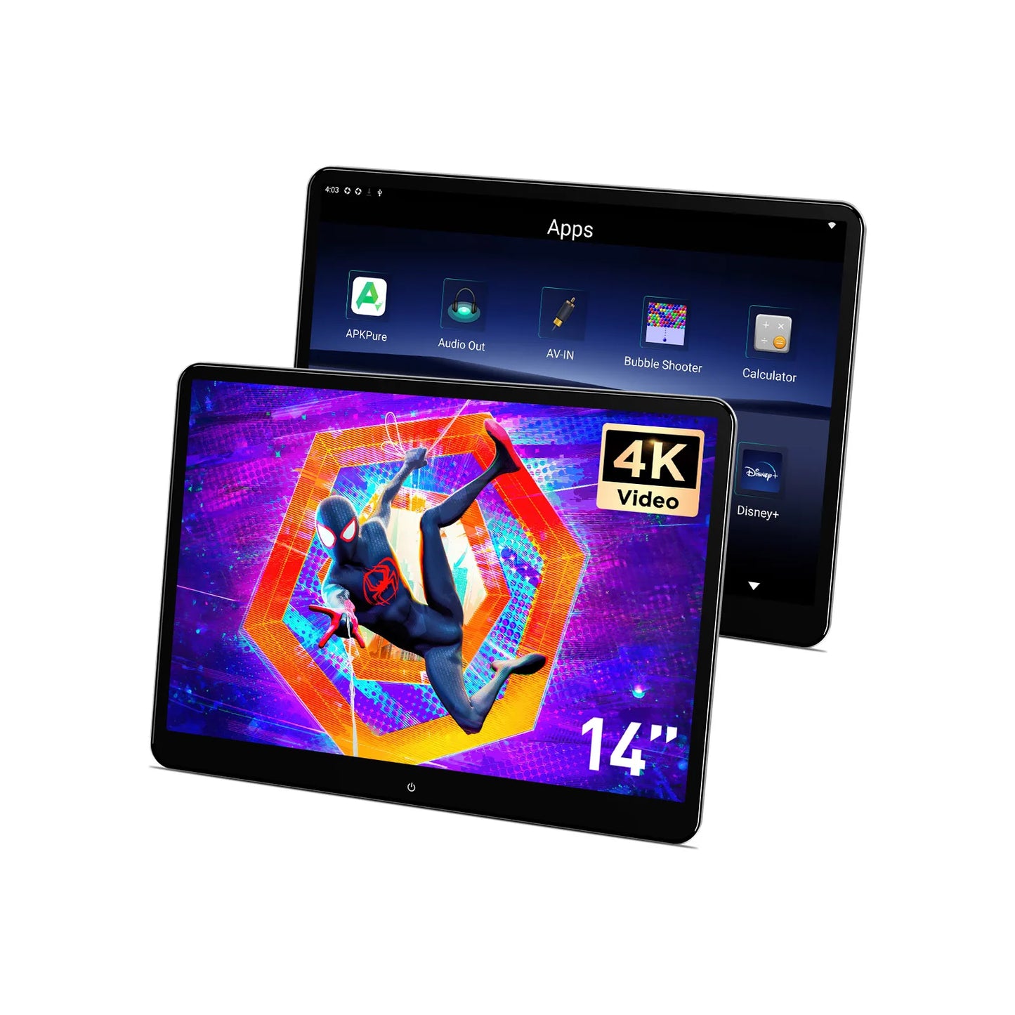 14 ''Android 11 4 / 64GB Monitor Poggiatesta 2160x1440 Res G+G Touch Screen supporta Video UHD 4K HDMI Altoparlanti wifi HM141AB