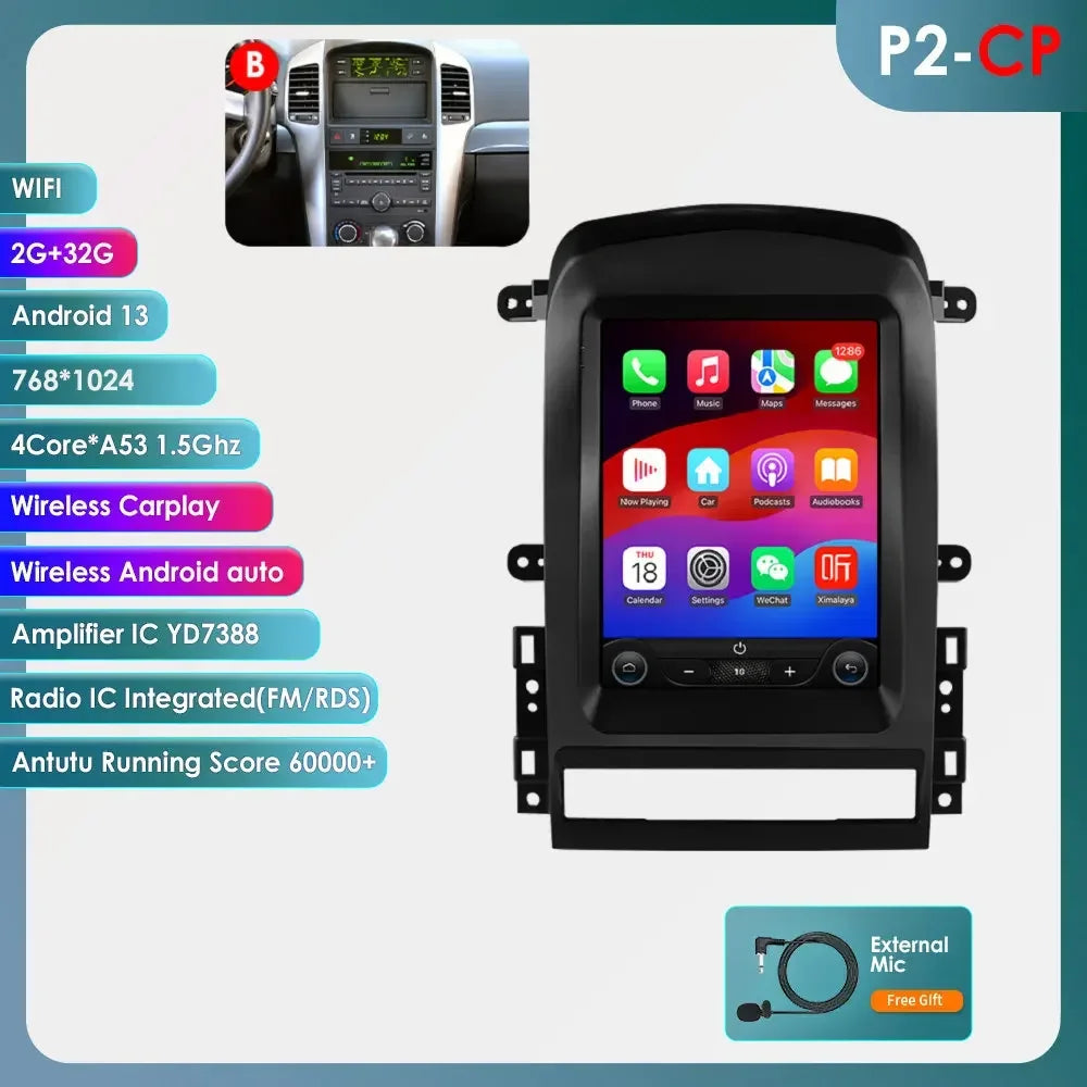 Chevrolet Captiva Sport 2006 - 2012 9,7" Android 14 Carplay Android auto wireless wifi bt gps 4g AUTMYZWN