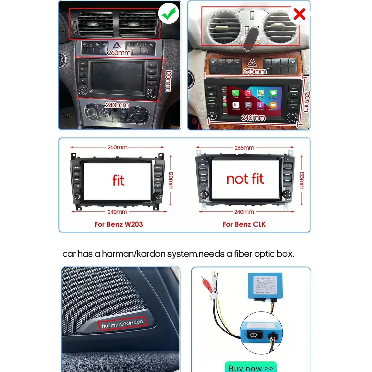 Mercedes Benz CLC W203 C-Class C180 C200 CLK200 CLK W209 9" / 10,33" Android 14 Carplay Android auto wireless wifi bt gps 4g AUTMNWKX