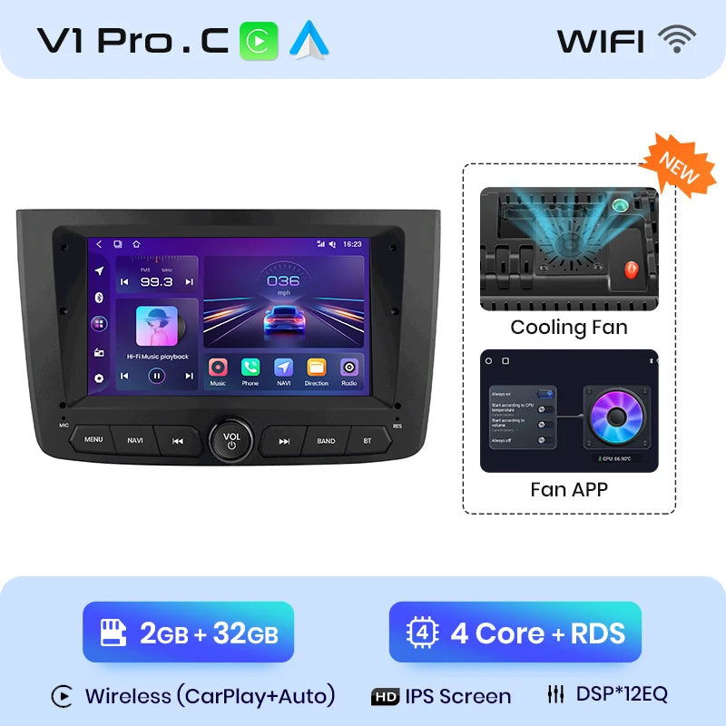 Alfa Romeo Mito 2008 -2012 7" Wireless CarPlay Android Auto Radio RDS WIFI BT GPS AUTMAFRMT2