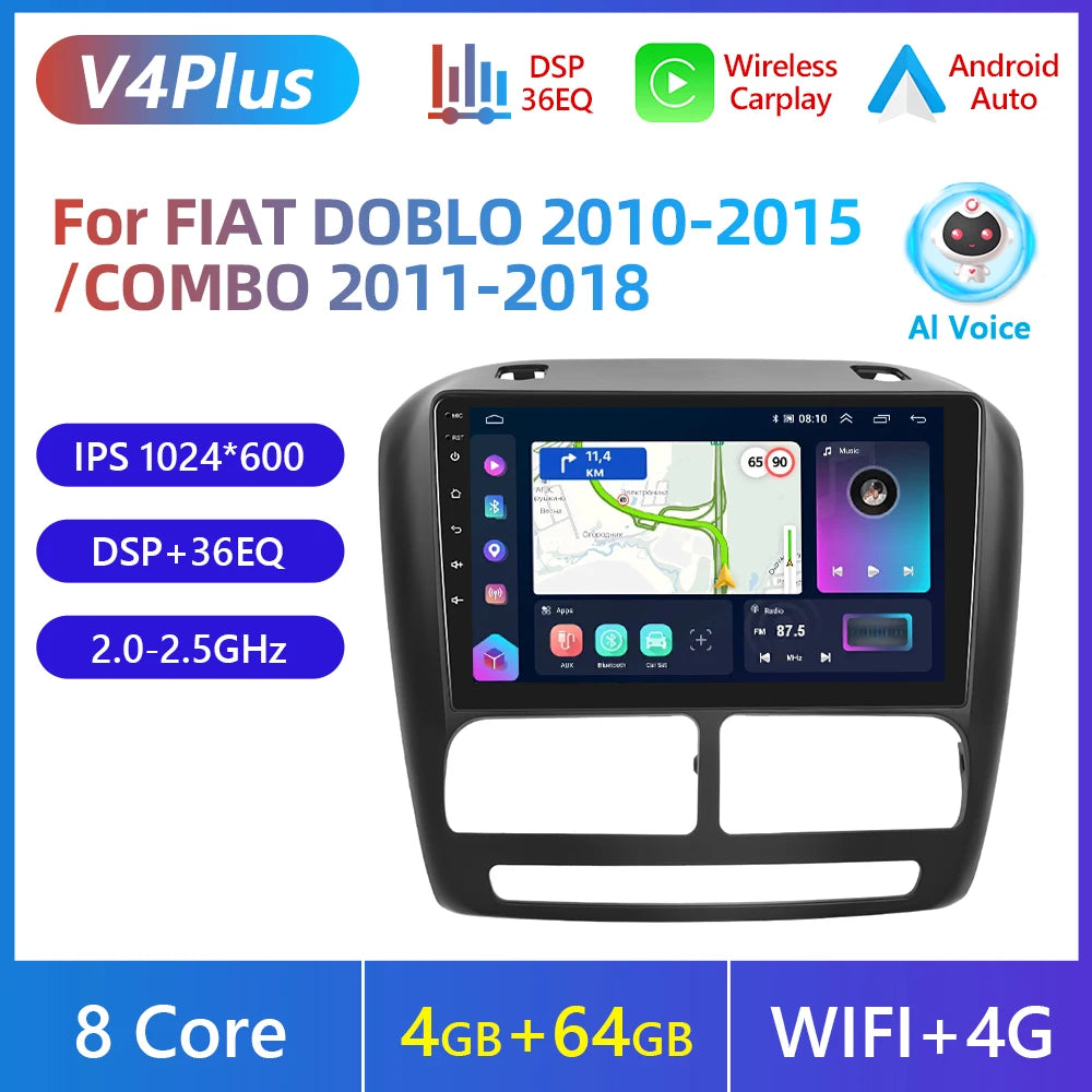 FIAT DOBLO 2010-2015 Android 13 9" Carplay Car Android Auto Multimedia GPS DSP wifi BT AUTMFIDBL1