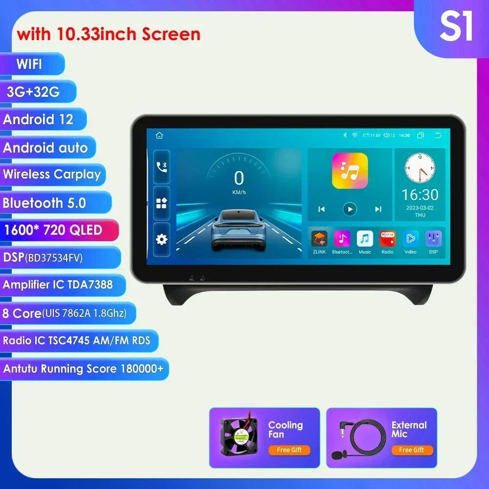 AUDI TT MK2 8J 2006 -2014 9" Android 14 Carplay Android auto wireless wifi bt gps 4g AUTMMWU1