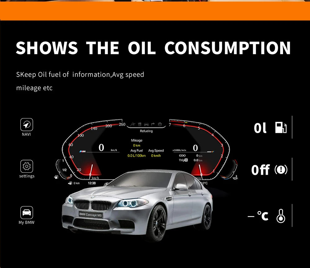 BMW F01 F02 F03 F04 F06 F07 2009-2015 Quadrante digitale lcd linux AUTMBMW0104