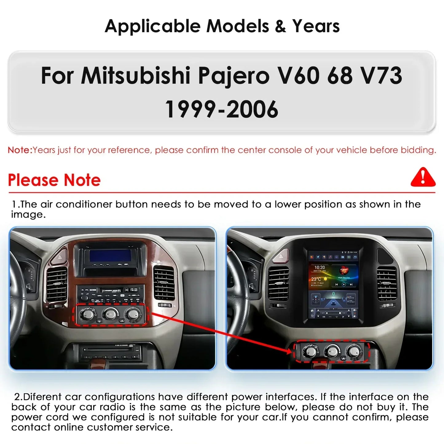Mitsubishi Pajero V60 V68 V73 1999-2006 9,7" Android 14 Carplay Android auto wireless wifi bt gps 4g AUTMN48V
