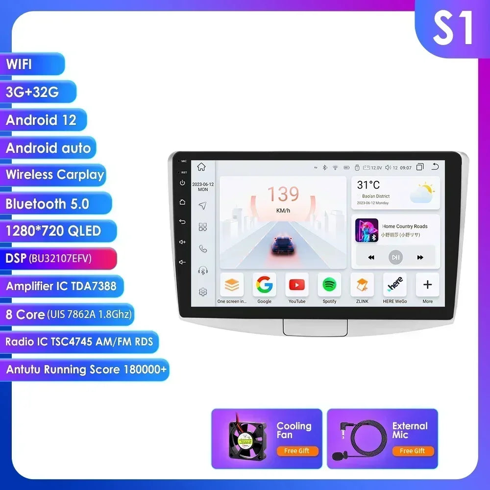 Volkswagen VW Passat B7 CC 2005-2013 10,1" Android 14 Carplay Android auto wireless wifi bt gps 4g AUTMBNJ2