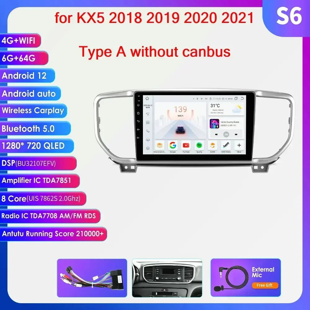 KIA Sportage 4 2016 -2021 9" Android 14 Carplay Android auto wireless wifi bt gps 4g AUTMO3SQ