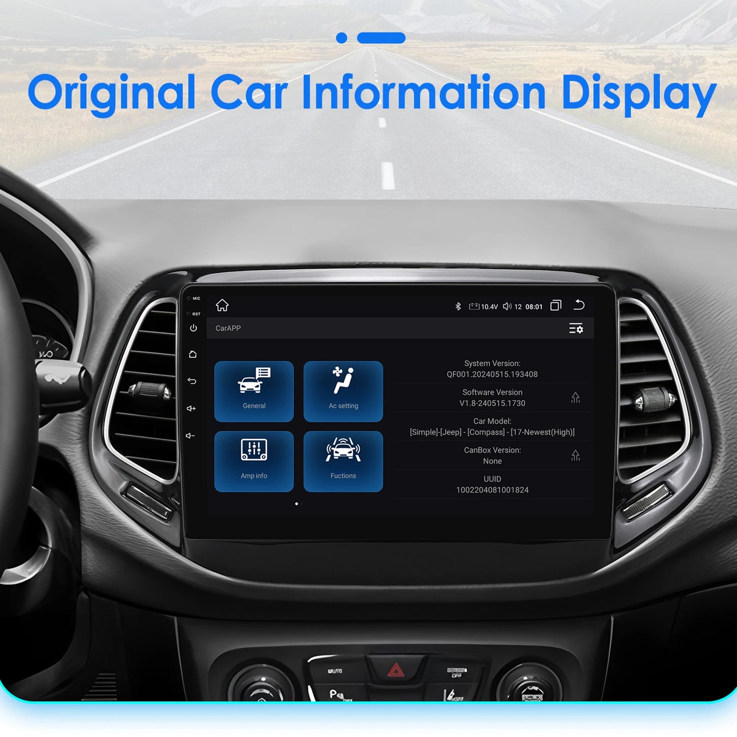 Jeep Compass 2017 -2020 10" Android 14 Carplay Android auto wireless wifi bt gps 4g AUTM4RUA