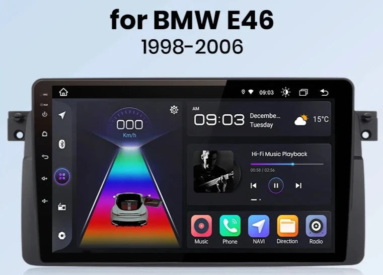 BMW E46 V1 Android 12 9" CarPlay Android Auto Radio RDS WIFI GPS BT 4G Car Multimedia autoradio AUTMBMWE469