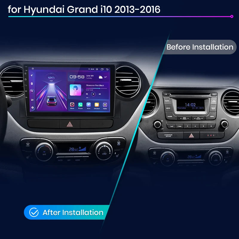 Hyundai Grand I10 2013-2016 V1pro AI Voice Carplay Android Auto Radio RDS WIFI GPS BT 4G Car Multimedia autoradio AUTMHYNDI10