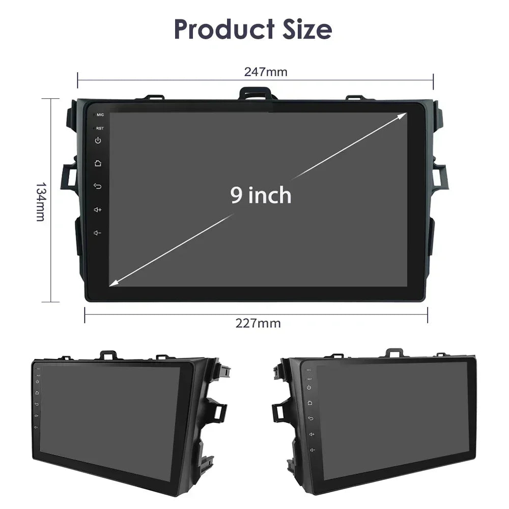 Toyota Corolla E140/150 2007 - 2011 9" Android 14 Carplay Android auto wireless wifi bt gps 4g AUTMCRLTY