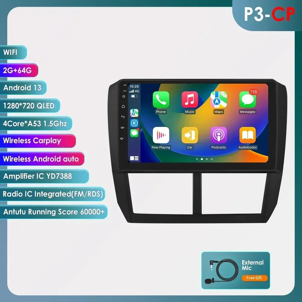 Subaru Forester 3 SH 2007-2013 Impreza WRX " Android 14 Carplay Android auto wireless wifi bt gps 4g AUTMFSTSB