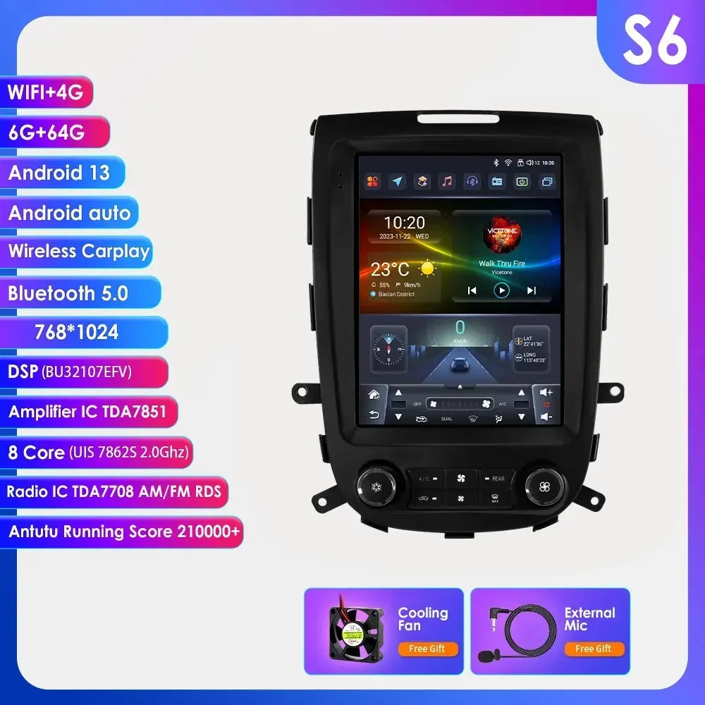 Hyundai Santa Fe 2 2006-2012 9,7" Android 14 Carplay Android auto wireless wifi bt gps 4g AUTM19VI