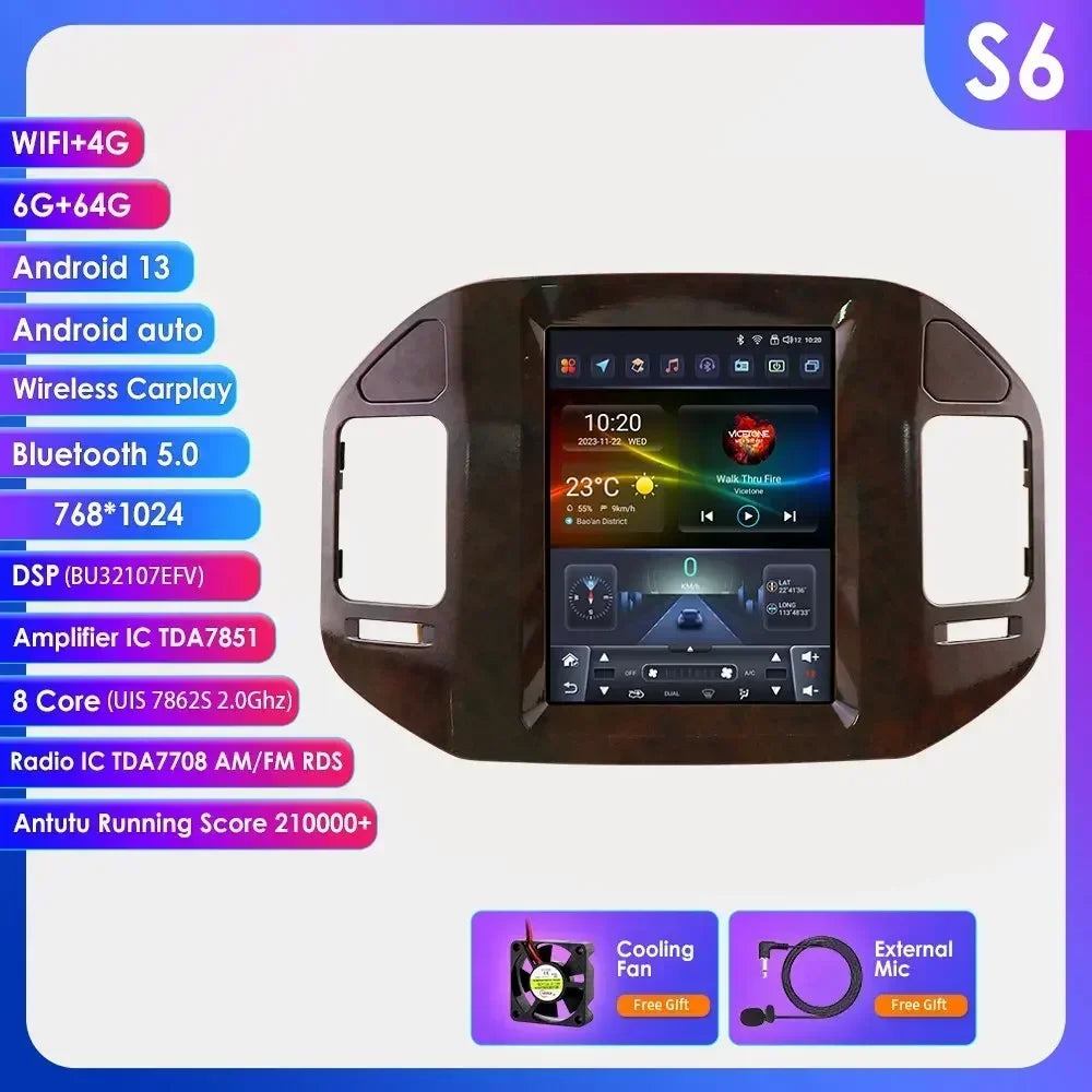 Mitsubishi Pajero V60 V68 V73 1999-2006 9,7" Android 14 Carplay Android auto wireless wifi bt gps 4g AUTMN48V