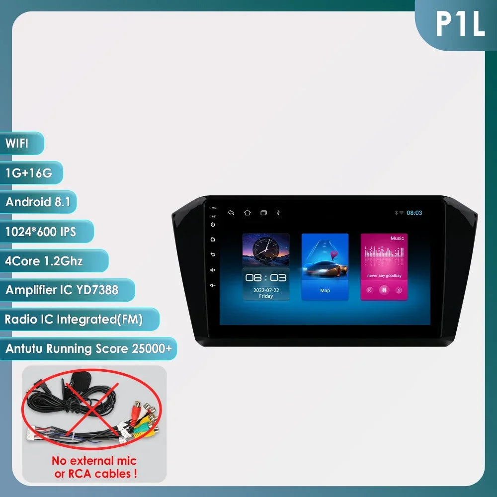 VW Passat B8 2014 -2023 10,1" Android 14 Carplay Android auto wireless wifi bt gps 4g AUTMP6CD