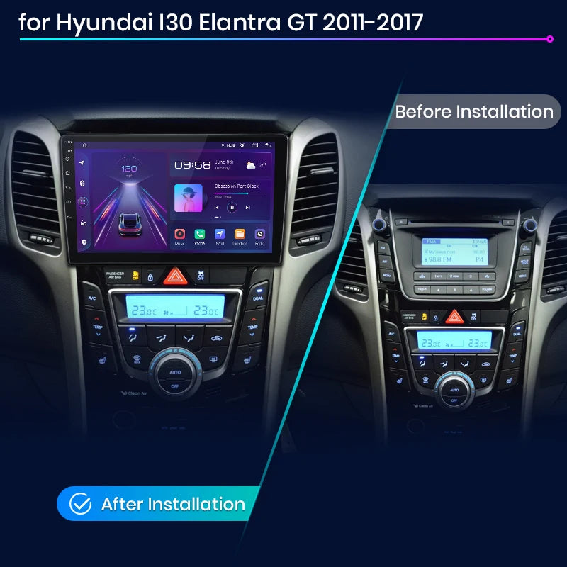 Hyundai I30 Elantra GT 2011-2017 V1pro AI Voice Carplay Android Auto Radio rds WIFI GPS BT 4G Car Multimedia autoradio AUTMTYTELGT