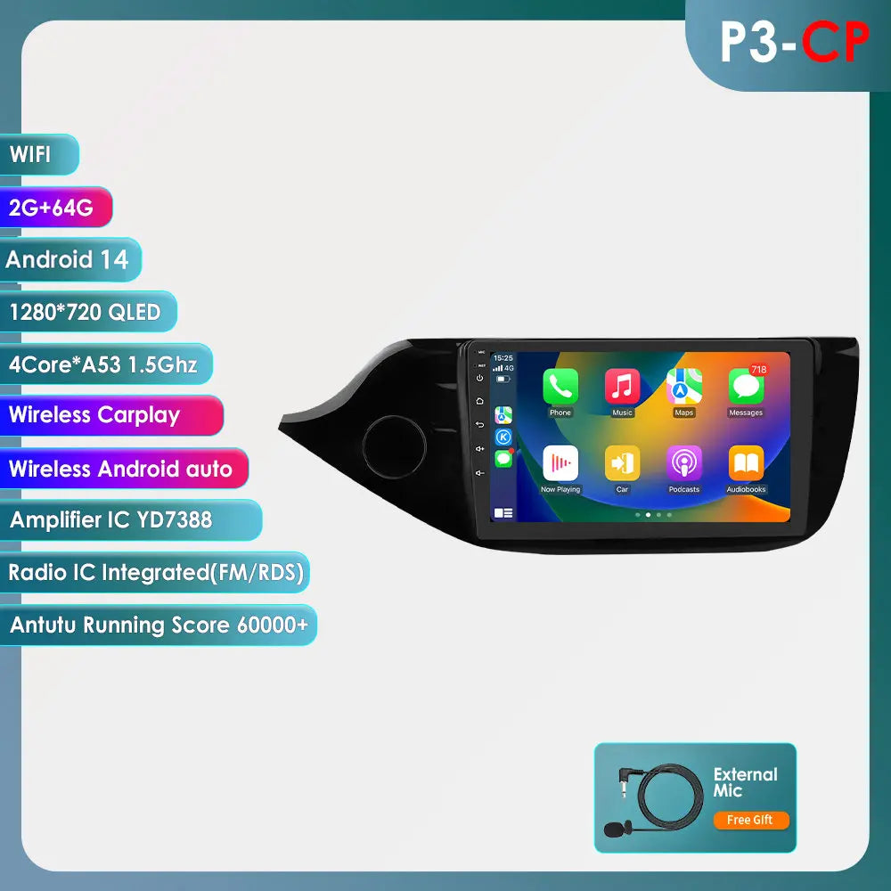 KIA Cee'd JD 2012 - 2016 9" Android 14 Carplay Android auto wireless wifi bt gps 4g AUTMQQ9Z