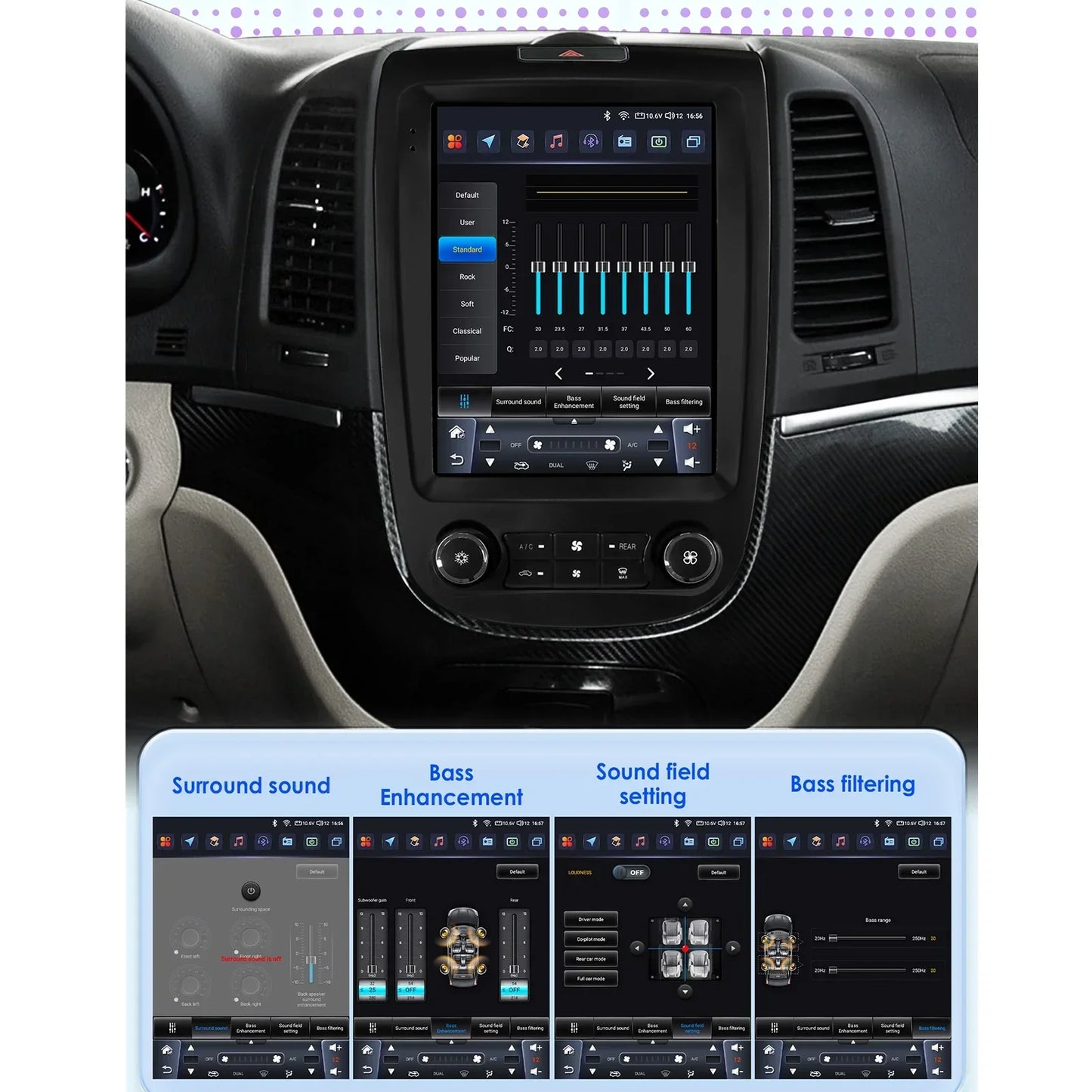 Hyundai Santa Fe 2 2006-2012 9,7" Android 14 Carplay Android auto wireless wifi bt gps 4g AUTM19VI