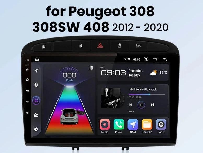 Peugeot 308 308SW 408 2012 - 2020 Radio WIFI GPS BT RDS wireless CarPlay Android Auto car intelligent systems AUTMPG3089