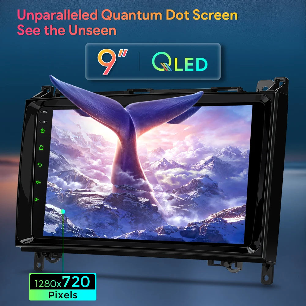 Mercedes B Class W245 A-Class W169 W906 W639 9" QLED Android 12 665 8+256GB Car Radio Stereo DSP Wireless CarPlay AA 4G LTE IQP92M245P