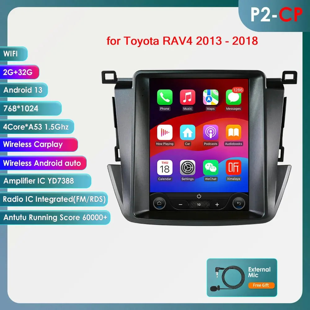 Toyota RAV4 Rav 4 2013-2018 9" Android 14 Carplay Android auto wireless wifi bt gps 4g AUTMKC1N
