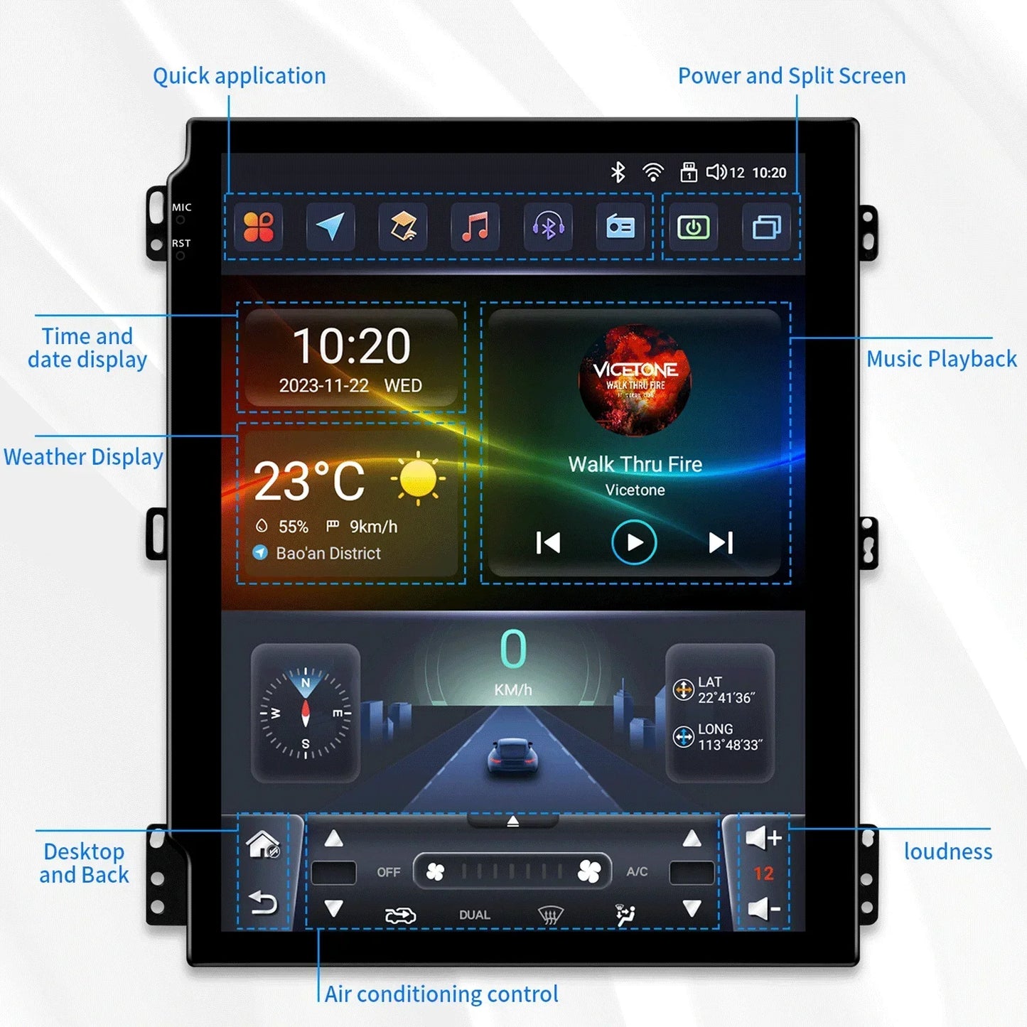 Jeep Wrangler JL Gladiator 2018-2023 9,7" Android 14 Carplay Android auto wireless wifi bt gps 4g AUTM4XE5