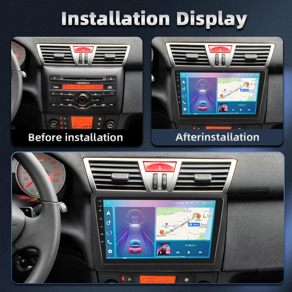 Fiat STILO 2002-2010  9" Android 14  Wireless CarPlay Android Auto GPS WiFi BT radio RDS AUTM7GJT