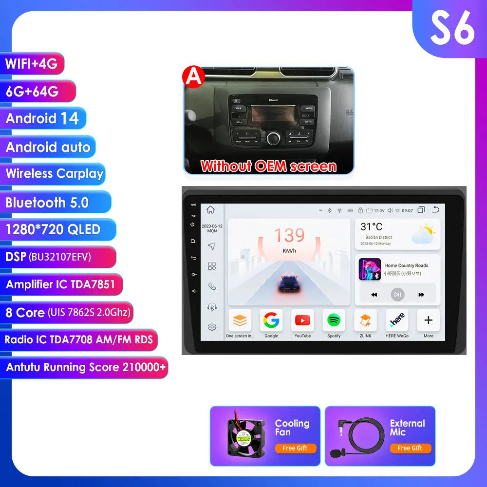 Renault Duster HM 2 Arkana 10,1" / 10,33" Android 14 Carplay Android auto wireless wifi bt gps 4g AUTMLWKH