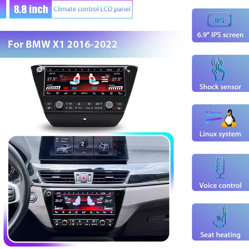BMW 1 2 3 4 5 6 Series GT X1 X5 X4 X4M M4 X3 X3M M3 2013-2020 Pannello di climatizzazione LCD e comandi riscaldamento sedili AUTMLCDBM
